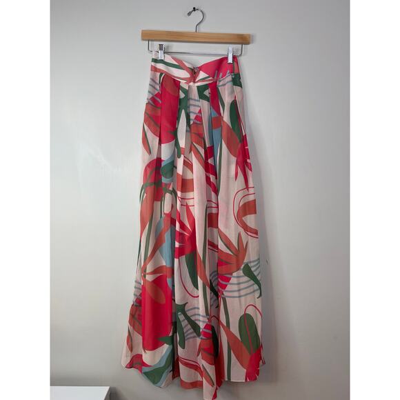 NEW PatBo Rio Wide Leg Trousers Floral High Rise Pleated Chiffon Pant - Picture 2 of 7